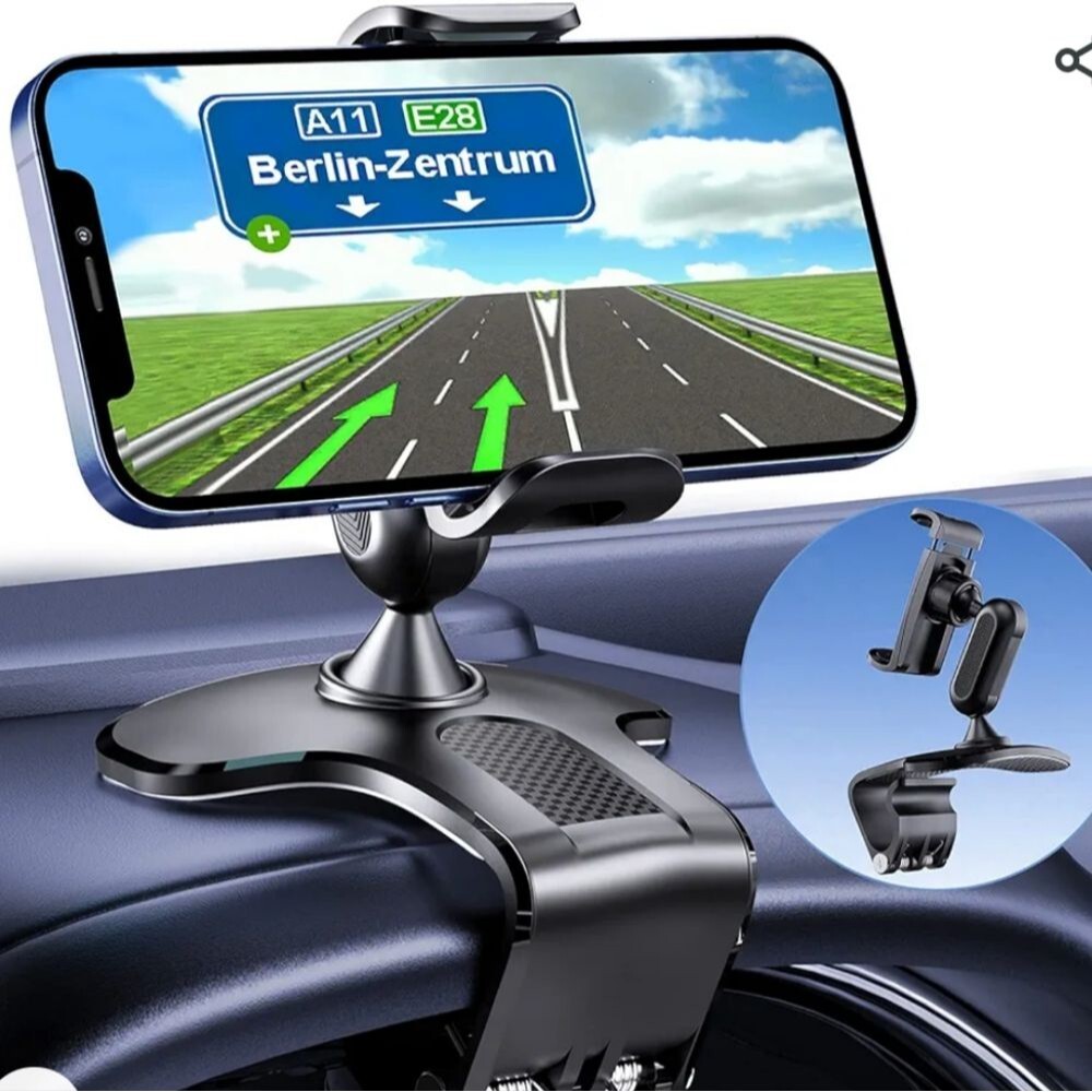 Black Car Mount Phone Holder iPhone Android Samsung Hands Free